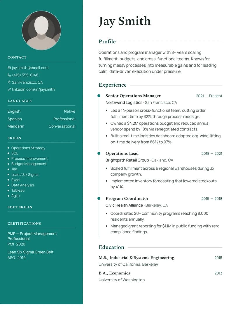 Medical résumé template preview